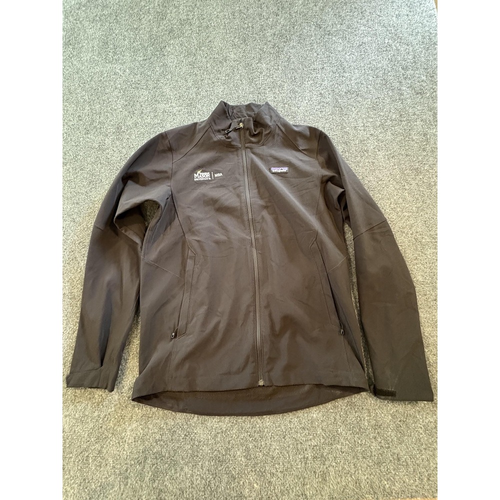 Patagonia Softshell Jacket Mens Medium Black George Mason MBA Full Zip Pockets